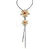 Alloy Glass Flower Black Waxed Cord Lariat Y Necklaces for Women FS-WGE5F3A-02-5