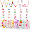 Flower & Shell & Watermelon & Rabbit Plastic Cuff & Adjustable Ring & Pendant Necklace & Stretch Bracelets SJEW-TA0001-02-9