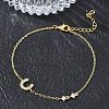 Brass Micro Pave Clear Cubic Zirconia Link Bracelets BJEW-E114-01D-G-3