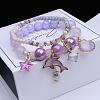 2Pcs 2 Styles Plastic & Glass Beaded Stretch Bracelets FS-WGE3E77-02-1