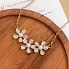 Brass Pave Clear Cubic Zirconia Pendant 304 Stainless Steel Cable Chain Necklaces for Women WGF3523-02-1