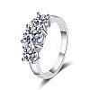 Rhodium Plated 925 Sterling Silver Pave 8.2x4.9mm Moissanite Finger Rings WG3C802-02-5