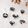 6Pcs 6 Styles Alloy Rhinestone Cuff Rings Sets WG9487C-01-2
