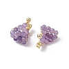 Round Brass Natural Amethyst Hoop Earrings EJEW-TA00620-02-4