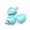 Heart Dyed Synthetic Turquoise Pendants X-G-Q371-09-2