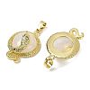 Natural Quartz Crystal Flat Round Shaped Brass Pendants KK-F887-03G-30-2