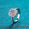 Rhodium Plated 925 Sterling Silver Micro Pave 6.5mm Cubic Zirconia Finger Rings for Women WGCD3AD-11-2