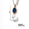 Brass Pave Rhinestone & Imitaiton Pearl Round Pendnat Shiny Women's Necklaces for Women NM0826-2-1