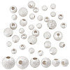   35Pcs 3 Size Round 925 Sterling Silver Textured Beads STER-PH0001-68-1