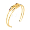 Brass Pave Colorful Cubic Zirconia 2-Strand Open Cuff Bangles for Women BJEW-S147-34G-D-1