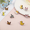 48Pcs 6 Styles Duck & Butterfly & Cow & Rabbit & Chick Wood Stud Earrings EJEW-CA0001-10-4