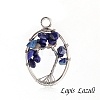 Stainless Steel Wired Natural Lapis Lazuli Pendants PW-WGF707B-01-1