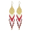 Bohemian Style TOHO Round Seed Tassel Dangle Earrings EJEW-MZ00153-1