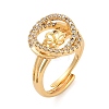Flower Brass Micro Pave Cubic Zirconia Cup Peg Ring Settings for Half-drilled Beads KK-NH0009-06G-1