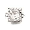 Brass Micro Pave Clear Cubic Zirconia and Glass Connector Charms KK-N289-15P-1