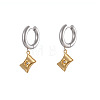 Christmas 304 Stainless Steel Clear Cubic Zirconia Two Tone Hoop Earrings FS-WG279DA-08-1