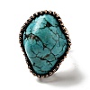Natural Turquoise Adjustable Finger Rings G-D468-46R-2