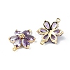 Brass Pave Medium Orchid Cubic Zirconia Connector Charms X-FIND-Z029-03G-2