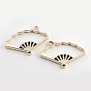 Rack Plating Alloy Fan Open Back Bezel Pendants PALLOY-S047-20E-FF-1