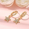 Starfish Brass Micro Pave Clear Cubic Zirconia Hoop Earrings EJEW-H180-28G-1