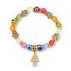 Evil Eye Resin & Acrylic Beaded Stretch Bracelets BJEW-JB10431-1