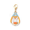 Easter Teadrop Glass Seed Beaded & Alloy Enamel Rabbit Pendant Decorations HJEW-MZ00187-06-2