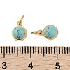 Synthetic Turquoise Half Round Charms with Jump Ring STAS-A097-05G-06-3
