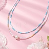 Glass Beaded Double Layer Necklaces NJEW-MZ00070-01-1