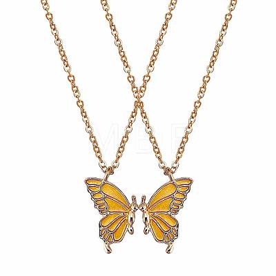 2Pcs Matching Butterfly Pendant Necklaces Set JN1033E-1