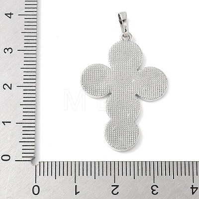 Brass Pave Natural White Shell Pendants KK-S522-01D-P-1