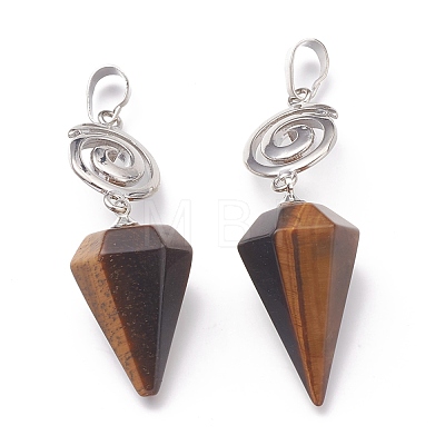 Natural Tiger Eye Pendants G-O194-16-1