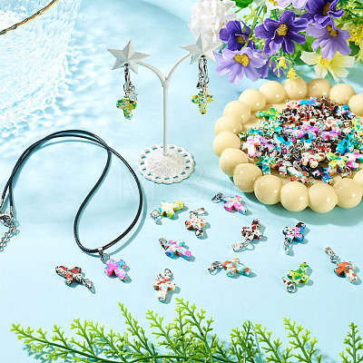 60Pcs 6 Colors Synthetic Turquoise Pendants PALLOY-TAC0289-1
