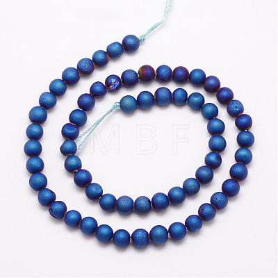 Electroplated Natural Agate Bead Strands G-K168-6mm-L2-03-1