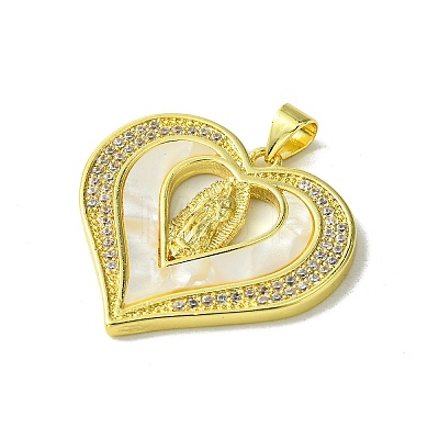 Real 18K Gold Plated Brass Micro Pave Cubic Zirconia Pendants KK-H472-14G-02-1