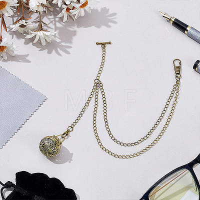 Brass Empty Bead Cage Pendant Decorations HJEW-PH02506-1
