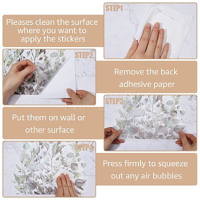 CREATCABIN 4 Sheets 4 Styles Plant PVC Self Adhesive Decorative Stickers DIY-CN0002-97-1