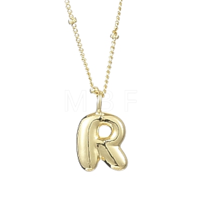 1Pc Initial Letter Brass Pendant Necklaces NJEW-YW0001-24R-1