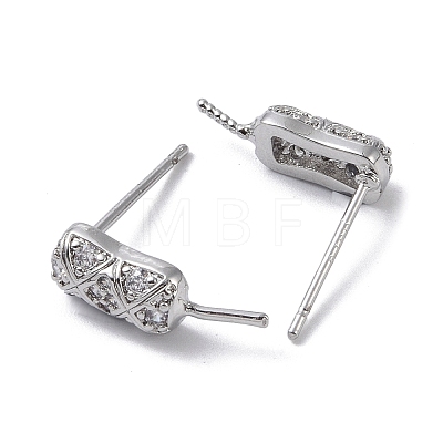 Brass with Cubic Zirconia Rhombus Stud Earrings Findings KK-B087-06P-1