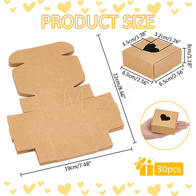 Square Hollow Out Heart Kraft Paper Storage Gift Boxes CON-WH0095-66B-1