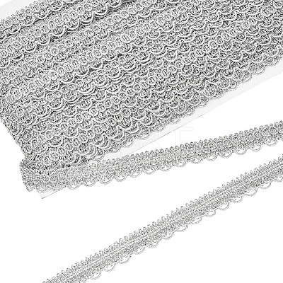 Polyester Braided Metallic Lace Trim SRIB-WH0011-180A-02-1