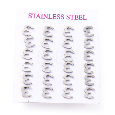 Tarnish Resistant 304 Stainless Steel Greek Alphabet Stud Earrings STAS-D007-07P-12-1