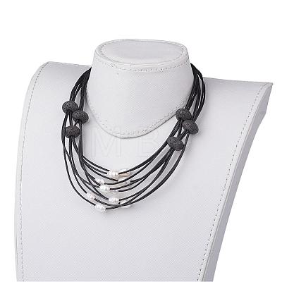 Cowhide Leather Cord Multi Layered Necklaces NJEW-JN01730-1