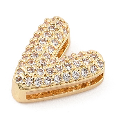 Brass Micro Pave Cubic Zirconia Slide Charms ZIRC-I068-08G-1