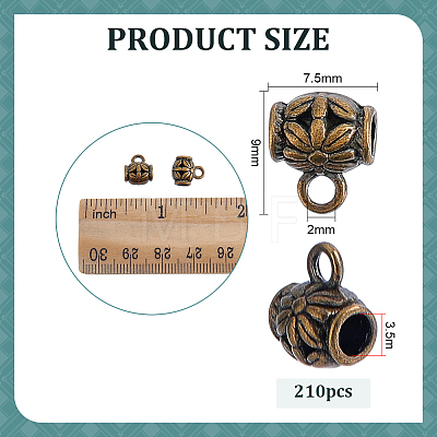 210Pcs Tibetan Style Alloy Tube Bails TIBE-PH0002-62AB-1