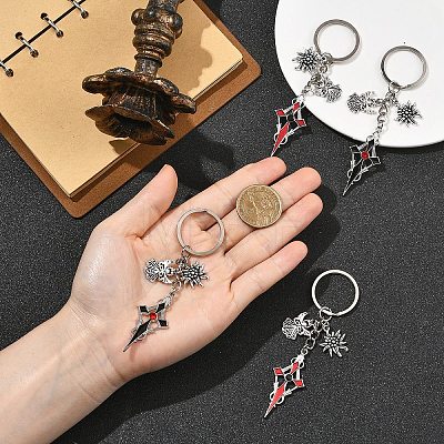 5Pcs Alloy Rhinestone Keychains KEYC-YW00288-01-1