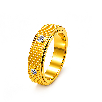 304 Stainless Steel Crystal Rhinestone Rotating Finger Rings WGE33BA-01-1