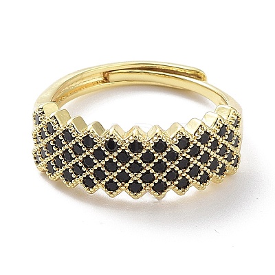 Brass Micro Pave Cubic Zirconia Rings RJEW-E077-04G-1