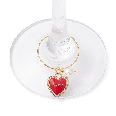 Valentine's Day Alloy Enamel Wine Glass Charms AJEW-JO00201-1