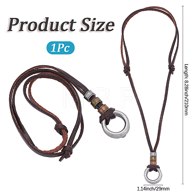 1Pc Men Adjustable Cowhide Pendant Necklaces NJEW-GF0001-21-1