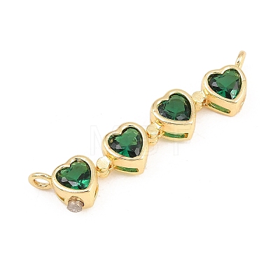 Brass Micro Pave Green Cubic Zirconia Split Pendants KK-E798-04G-1